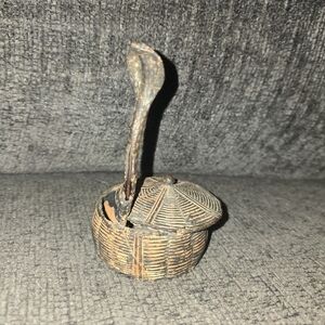 Vintage Handmade Snake In Basket Decor